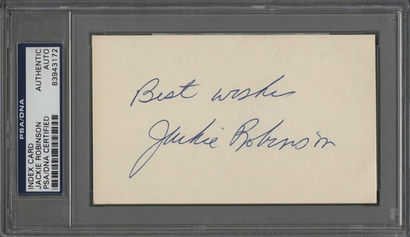 Jackie Robinson Autographed 3x5 Index Card (PSA/DNA)